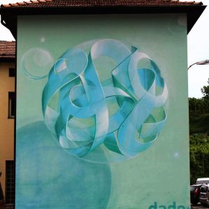 Sfera fiocco di neve by Dado artwork on wall in Cles - aerosol art - front view