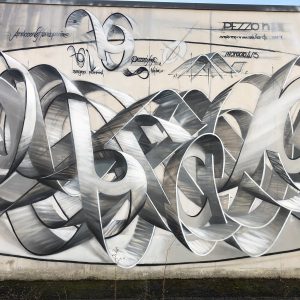 Anatomia 3, white and gray wildstyle aerosol art by Dado front detail at Oz Bologna - writing aerosol art